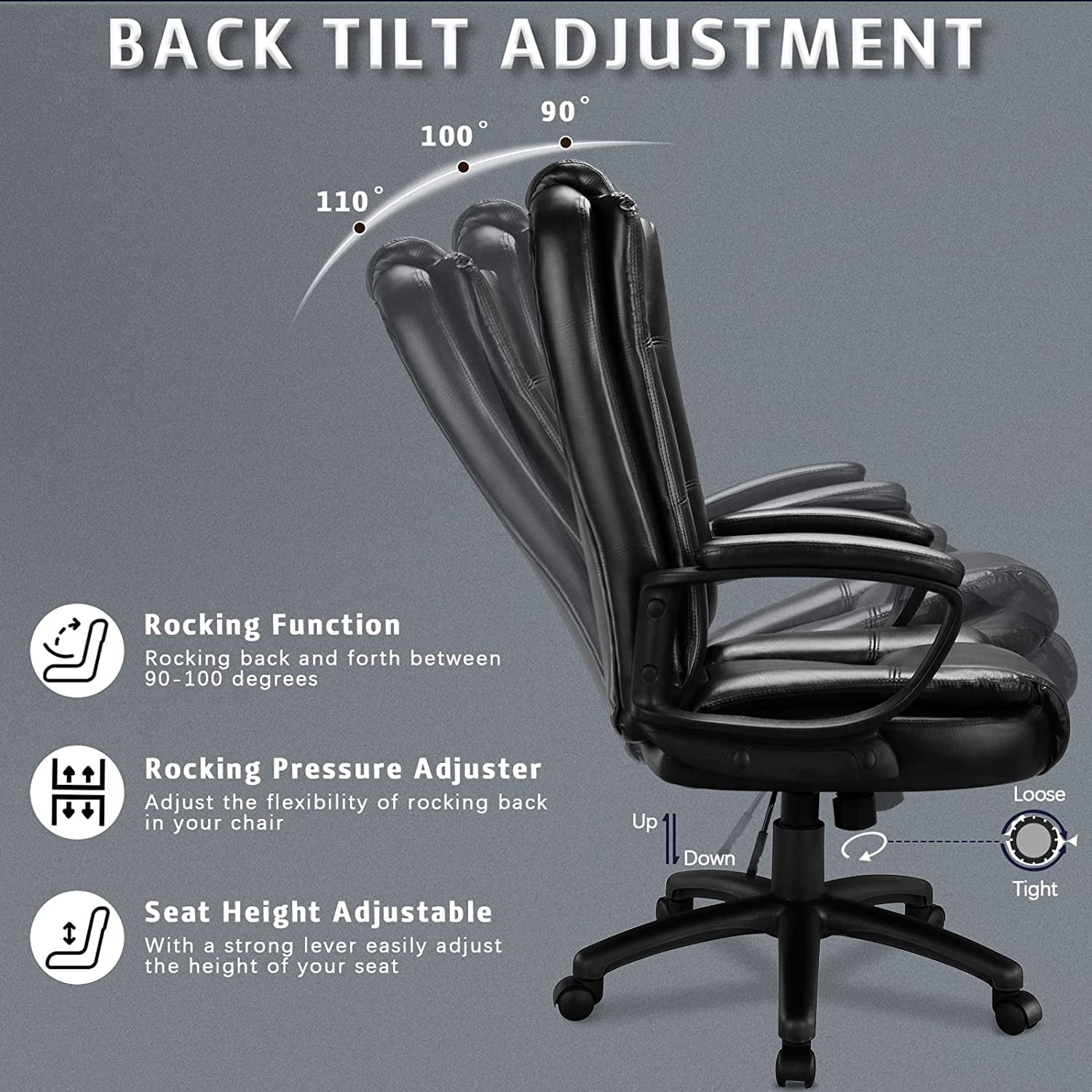 Office Desk Chair, Big and Tall Managerial Executive Chair, High Back Computer Chair