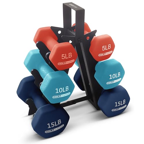 HolaHatha Neoprene Dumbbell Free Hand Weight Set with Rack, Ideal for Home Exercises to Gain Tone and Definition