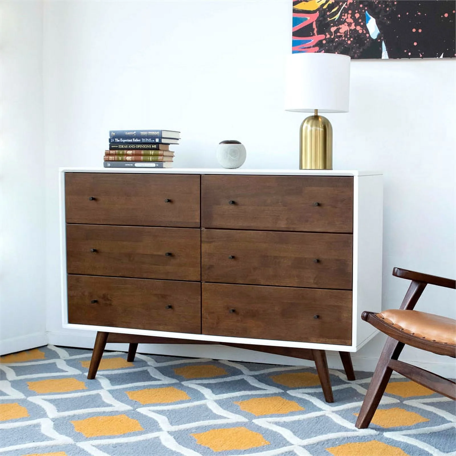 Home Square 3 Piece Set with 5 Drawer Dresser 6 Drawer Dresser and Nightstand