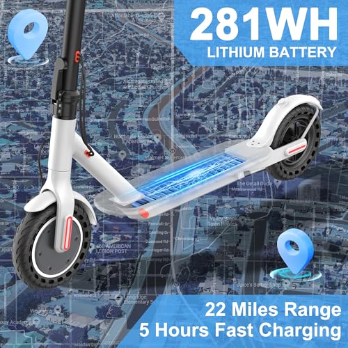 E Scooter for Adults 19-22 MPH 350/500W Motor 281/441Wh Battery,8.5"/10" Tires,Motorized Scooter Up to 22 Miles Range