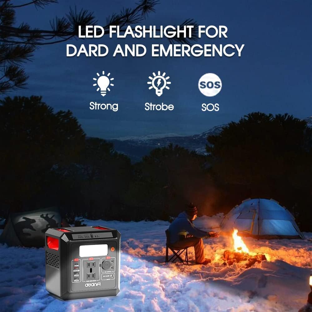 Portable Power Station 500W, AWANFI 518.4Wh Solar Generator with 110V Pure Sine Wave AC Outlets, 12V Regulated DC, USB PD Output