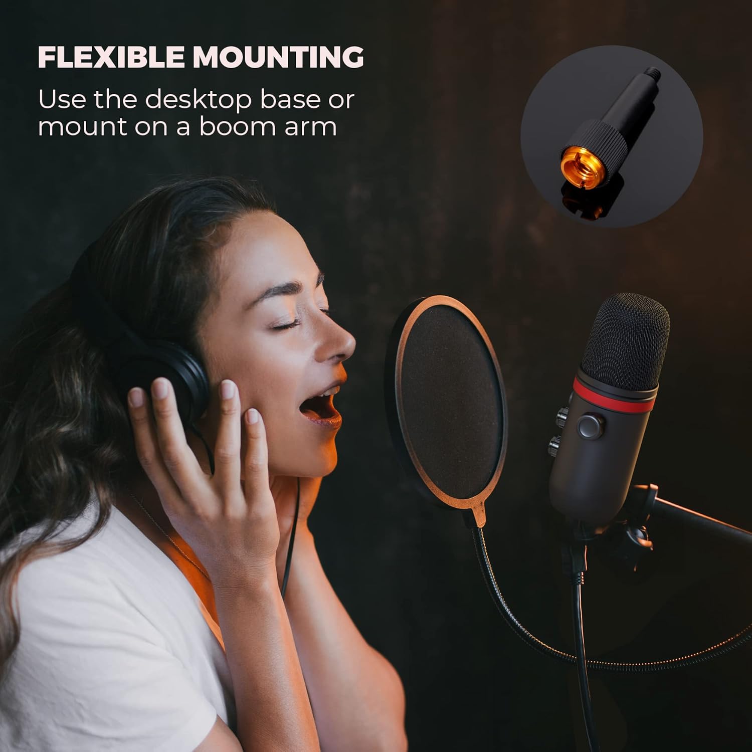 USB Microphone - AUDIOPRO Computer Condenser Gaming Mic for PC/Laptop/Phone/PS4/5, Headphone Output, Volume Control, USB Type C Plug and Play