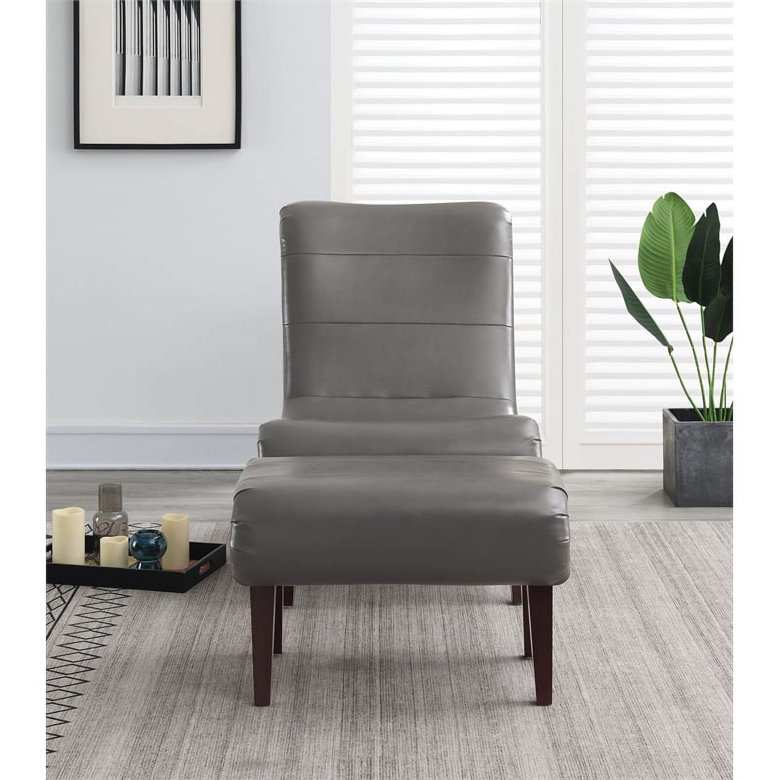 OS Home and Office Furniture Hawkins Lounger with Ottoman in Pewter Faux Leather