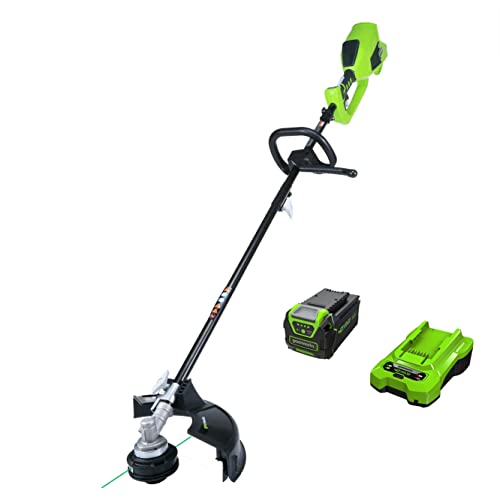 Greenworks 40V 14" Brushless Cordless (Attachment Capable) String Trimmer, 4.0Ah Battery and Charger Included