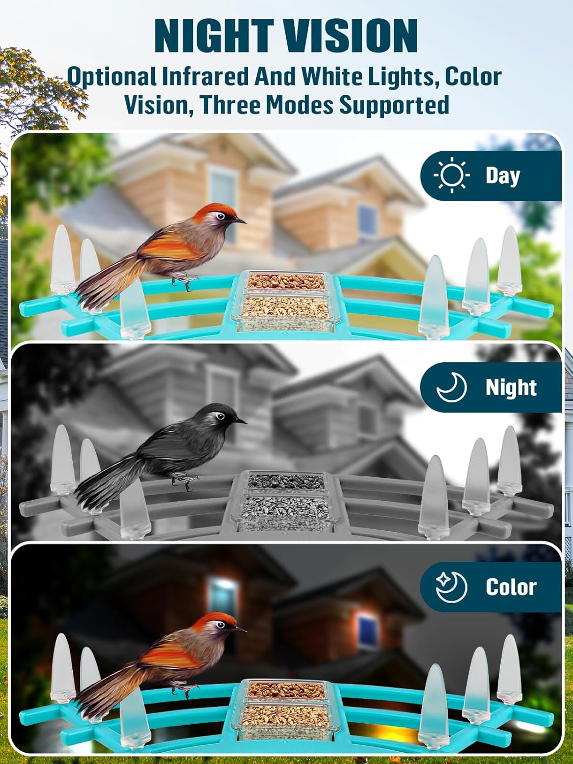 EBANKU Smart Bird Feeder with Camera, Solar Powered Dual Charge 1080P HD Video AI Identify 10000+Bird Species Bird Feeders for Outside