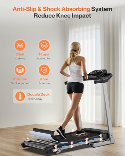 Folding Treadmill with Incline, 3.0 HP Quiet Treadmills for Home, 350 lbs Weight Capacity & 7.6 MPH