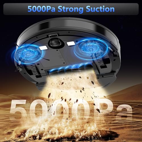 Tikom Robot Vacuum and Mop Combo, 5000Pa Robotic Vacuum Cleaner, 150 Min Max, App & Remote Control, Ideal for Hard Floor, Carpet, Pet Hair