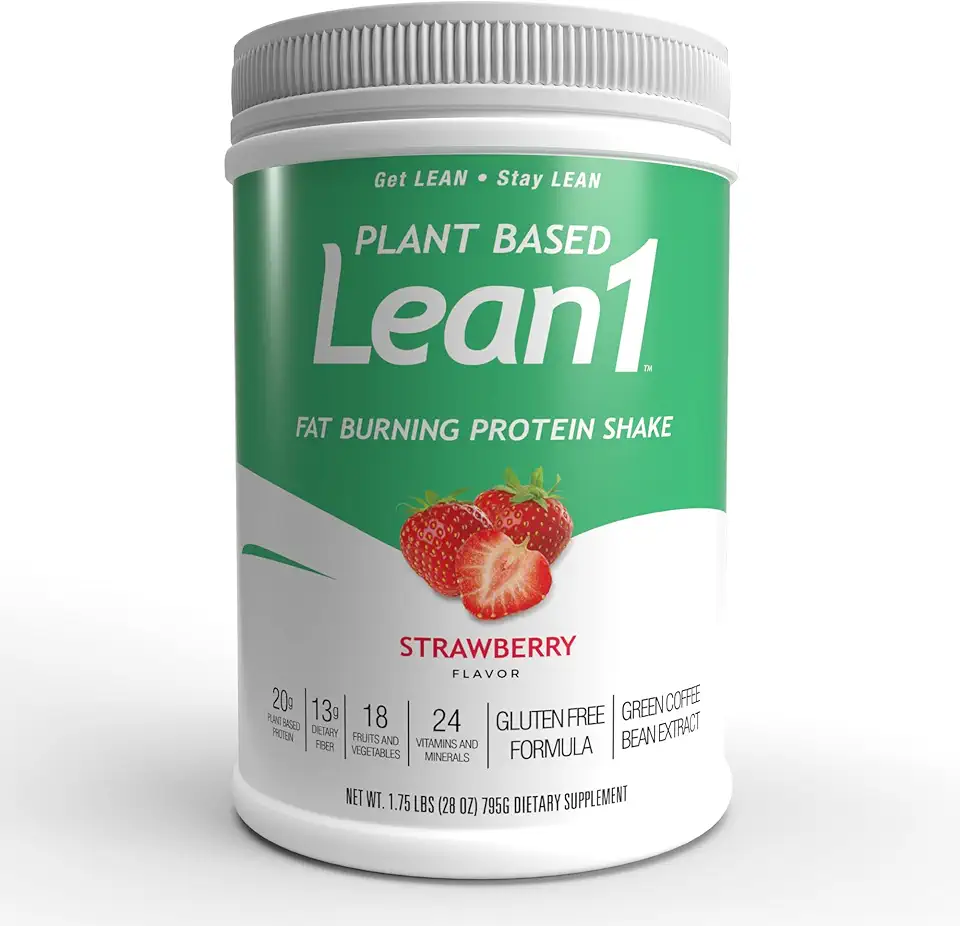 LEAN1 Nutrition53 Meal Replacement Powder for Weight Loss, Fat Burner, Appetite Control, Plant Based Strawberry (28 Ounce) - Kansas Nuitrition