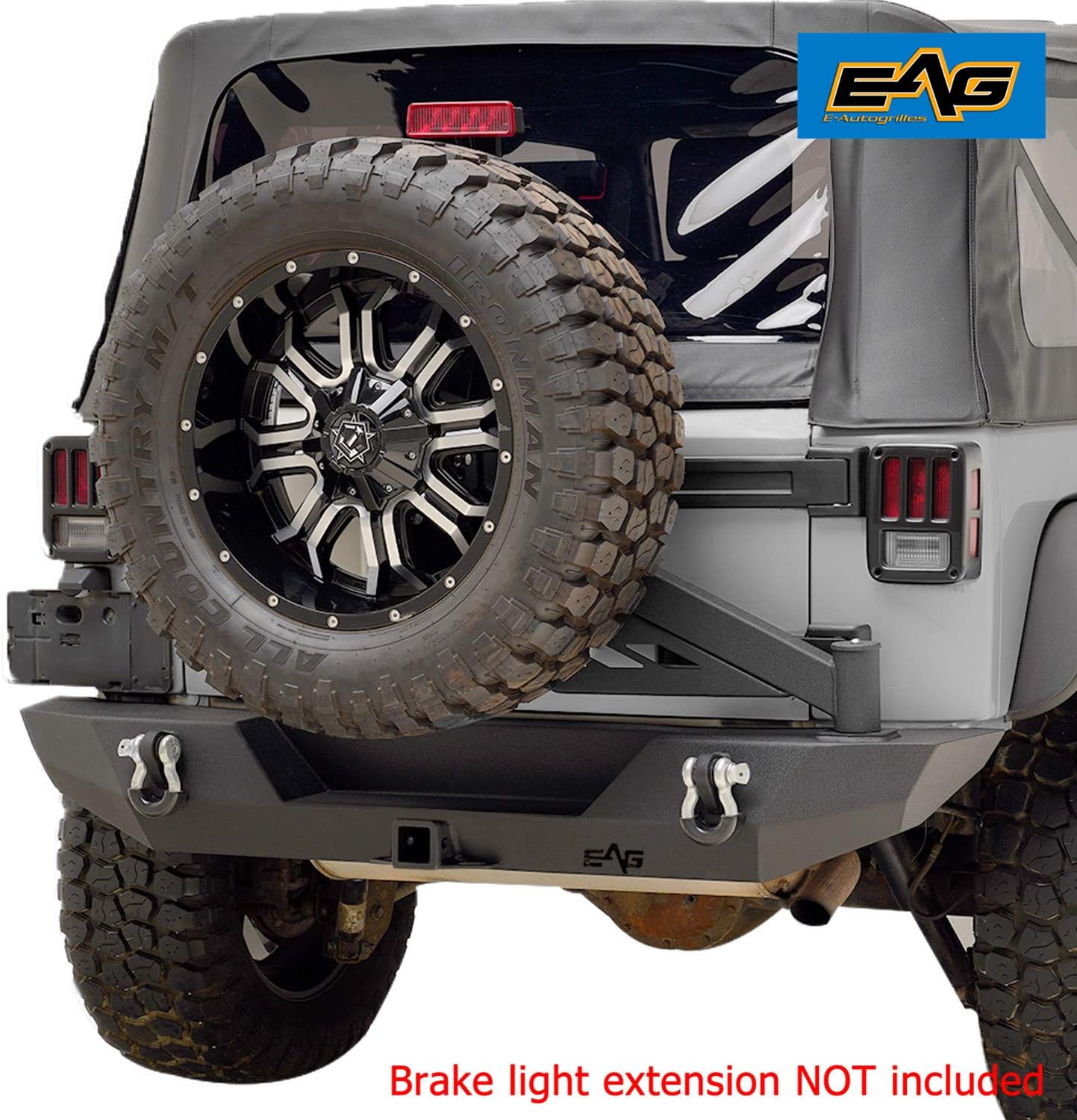 EAG Rear Bumper with Tire Carrier Linkage 2 Hitch Receiver Offroad Fit for 2007-2018 Wrangler JK