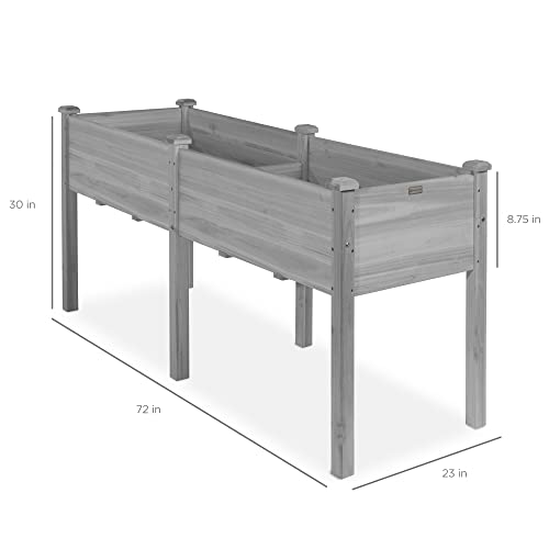 Best Choice Products 72x23x30in Raised Garden Bed, Elevated Wood Planter Box Stand for Backyard, Patio, Balcony w/Divider Panel, 6 Legs