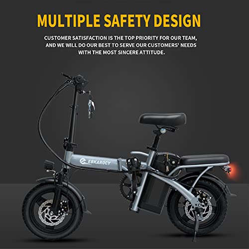 EBKAROCY Ebikes for Adults, 400W Motor 22MPH Max Speed, 14” Tire, 48V 15AH Removable Battery for Electric Bike, Multi-Shock Absorption, City Commuter