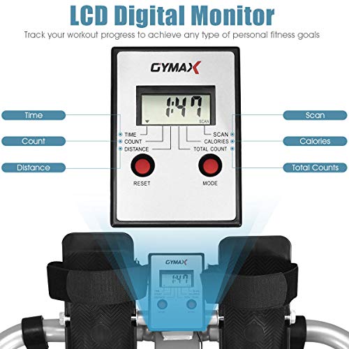 GYMAX Rowing Machine for Home, 265LBS Weight Capacity Hydraulic Rowing Machine with Adjustable Cylinder Resistance up to 110lbs & LCD Monitor