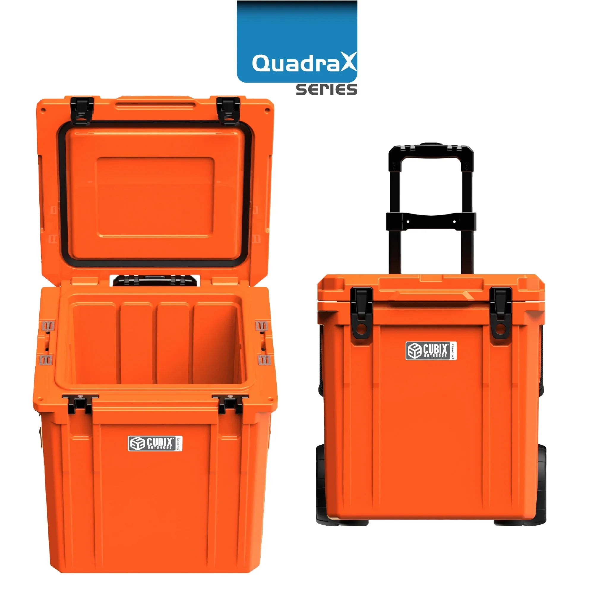 Cubix Outdoors 46QT QuadraX Wheeled Rotomolded Portable Hard Cooler, Fits 26 Cans, Abyss Blue - Radiant Selections
