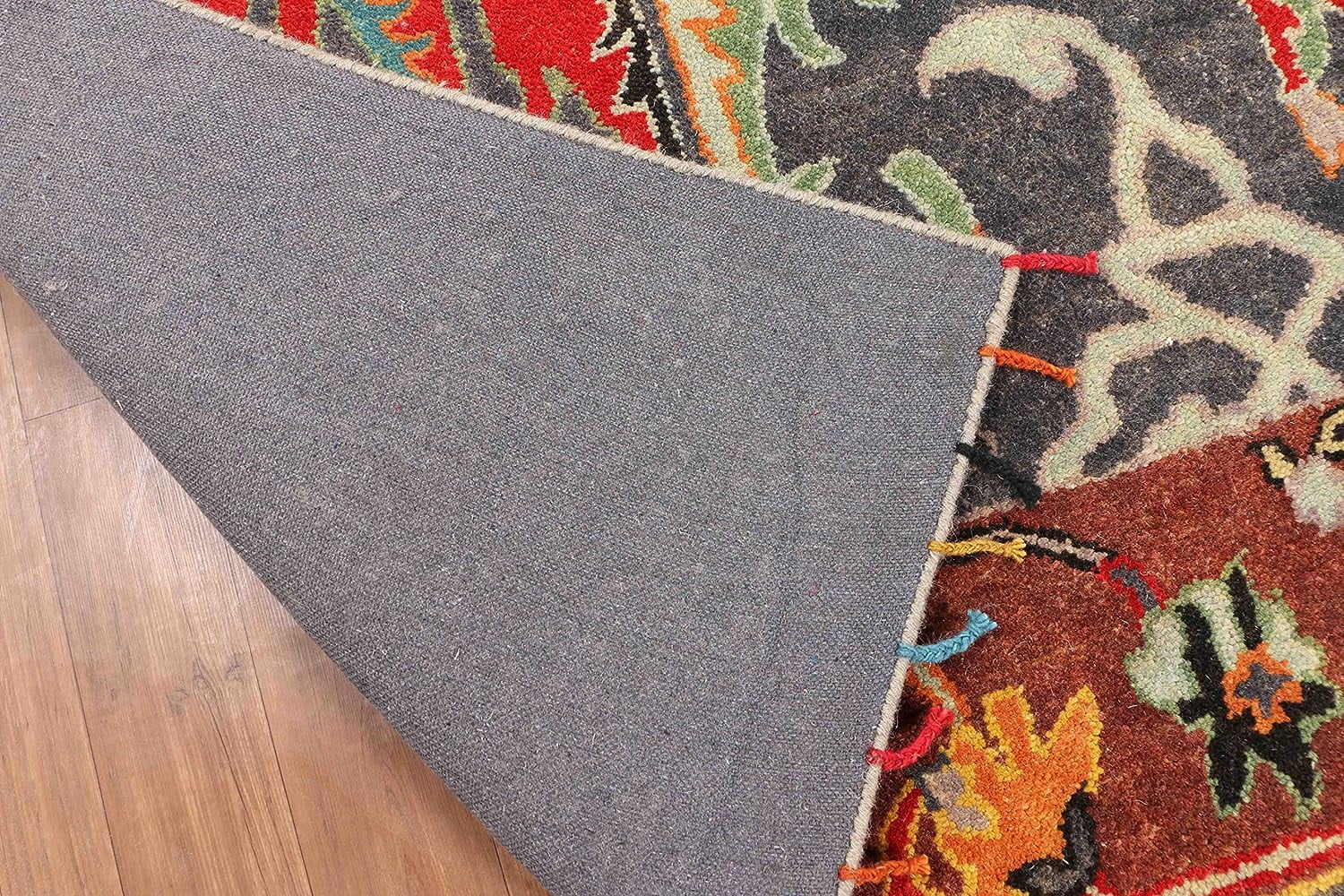 New Morris Ikat Multi Grey Handmade Tufted Parsian Style 100% Woolen Rugs & Carpet
