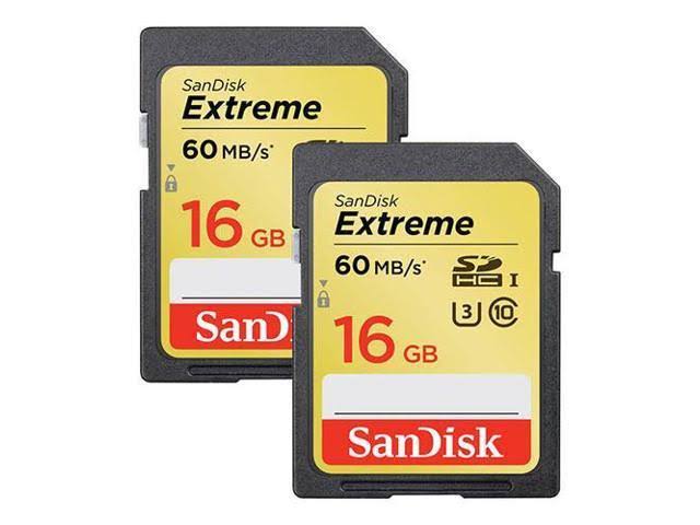 SanDisk 16GB Class 10 Extreme UHS-I U 3 Sdhc Memory Card, 2 Pack #SDSDXN2016GG46