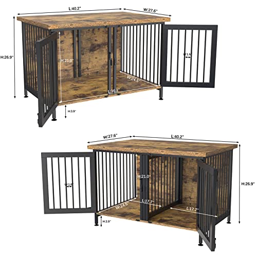 GDLF Double Dog Crate with Divider for 2 Small or 1 Dog, Furniture Style Kennel Indoor Cage with Removable Panel (Int.dims:36.2”Wx24.5”Dx21”H), Black