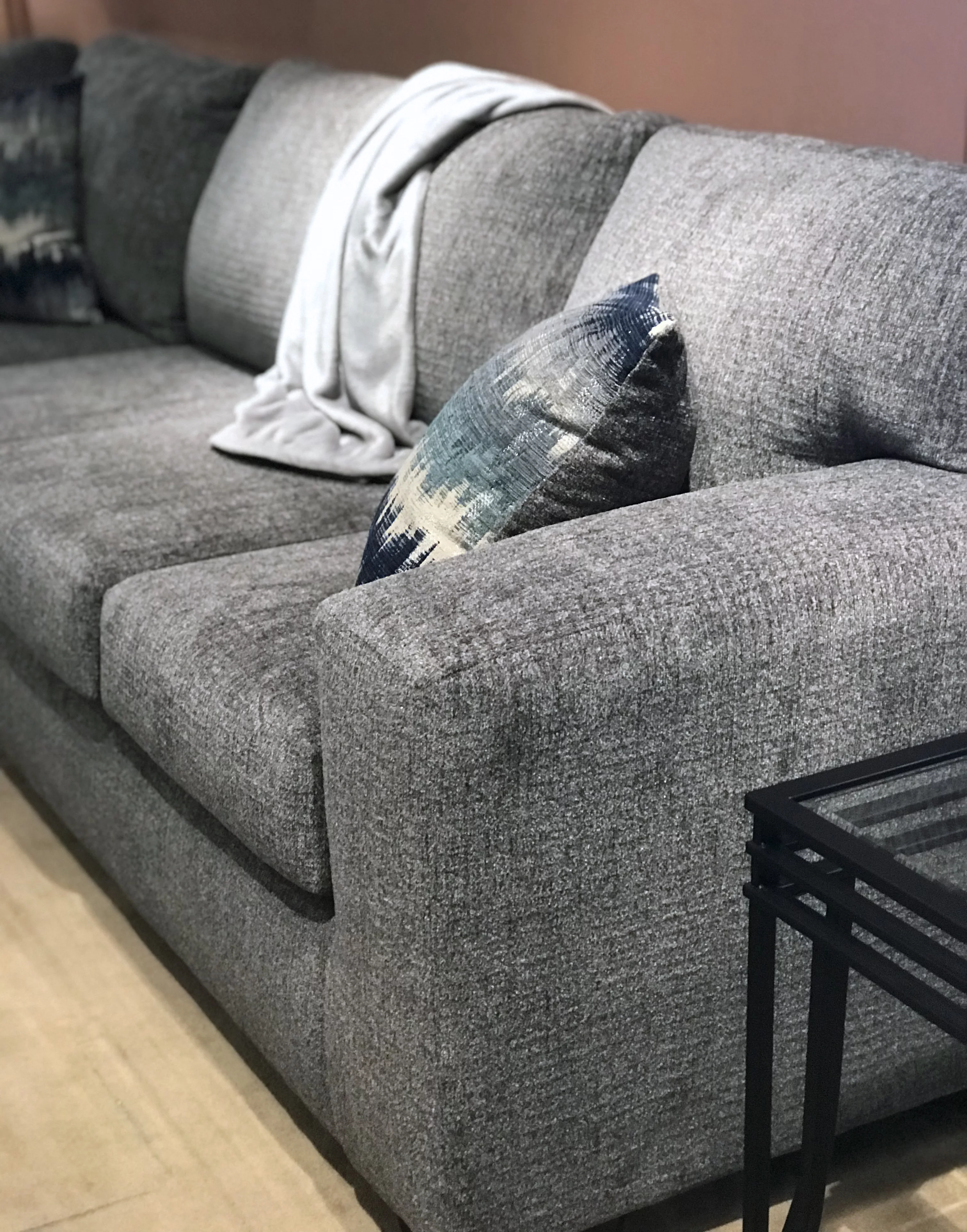 Roundhill Furniture Bergen Silverton Pewter Fabric Sectional Sofa