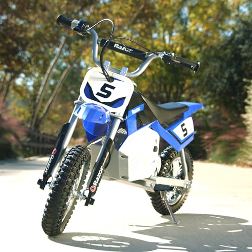 Razor MX350 Dirt Rocket Electric Motocross Bike, Blue, 10-12 inches - Radiant Selections