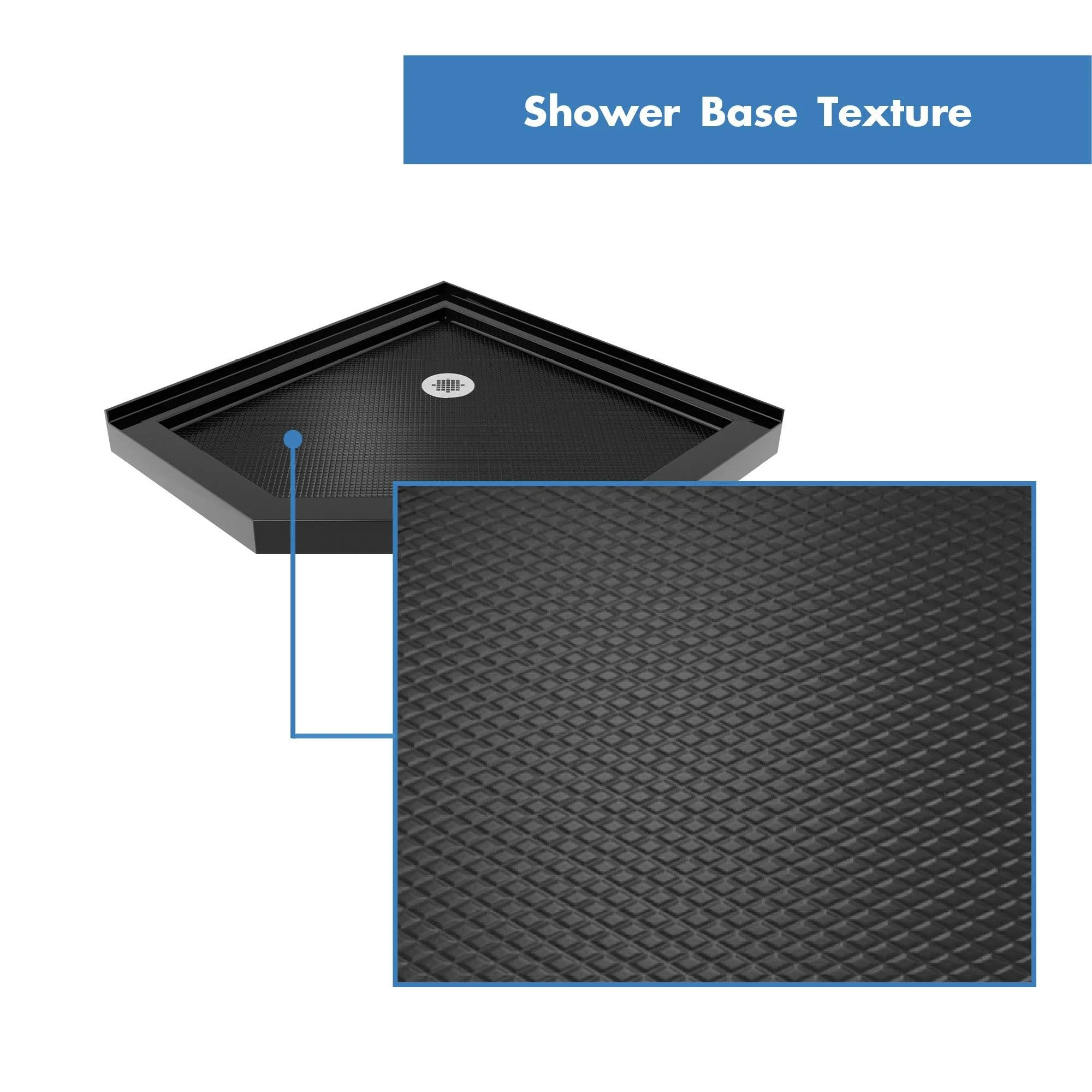 DreamLine DLT-2038380-88 Slimline 38x22D x 38x22W x 2 3/4x22H Corner Drain Neo-Angle Shower Base in Black