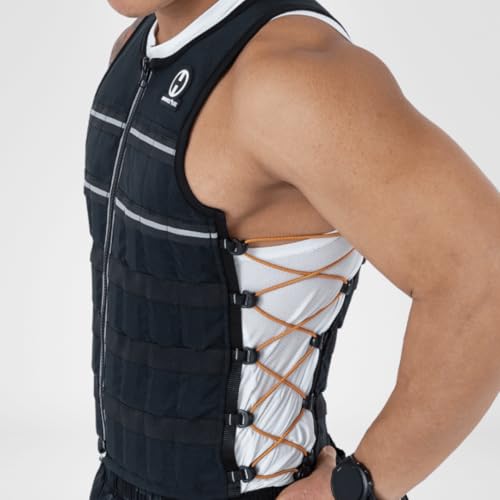 Hyperwear Hyper Vest ELITE Fully Adjustable Weight Vest - Stretch CORDURA&reg; Fabric Zipper Thin Steel Weights - Weighted Vests for Running