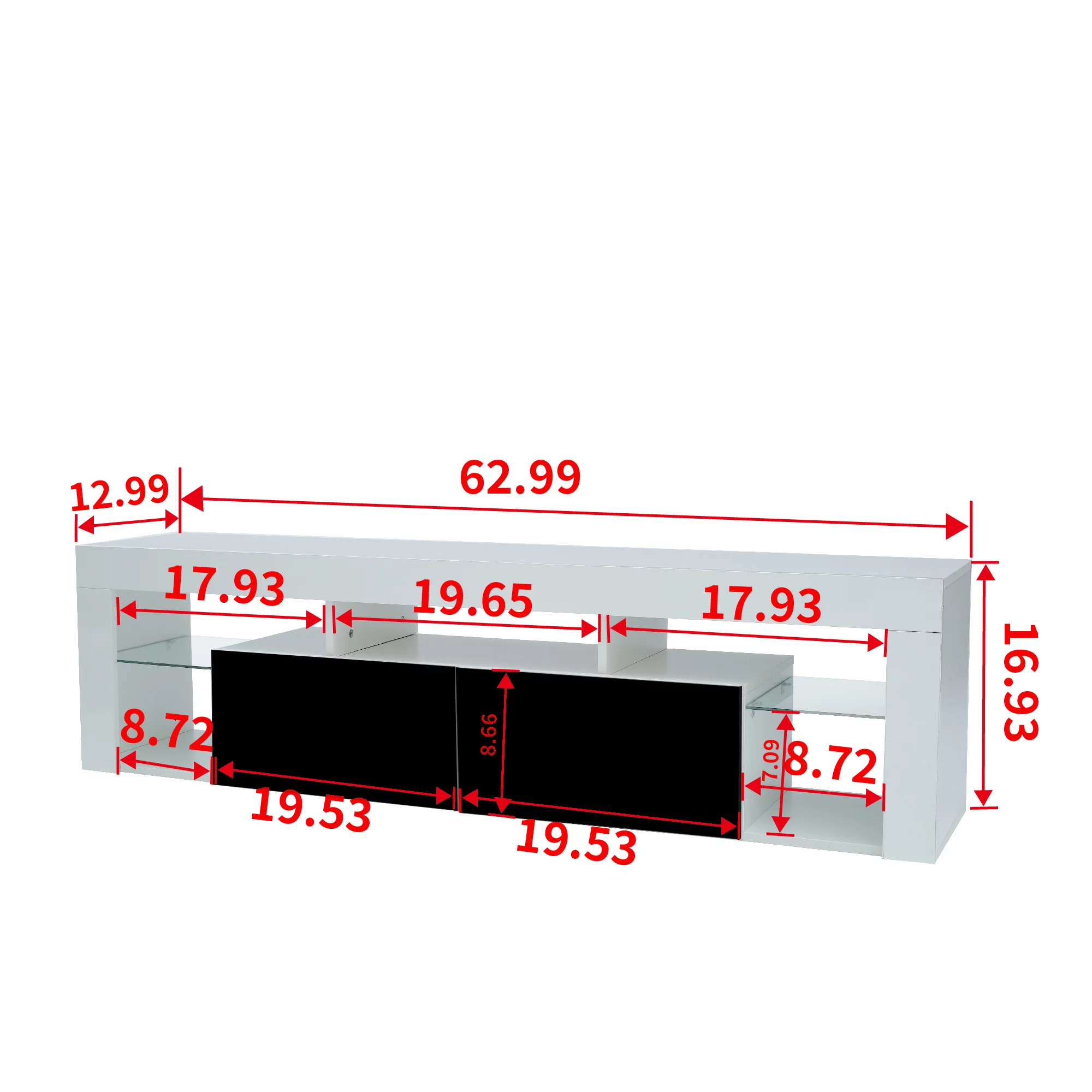FURNITURE & TV Stand 160 LED Wall Mounted Floating 63" TV Stand (White/Black)