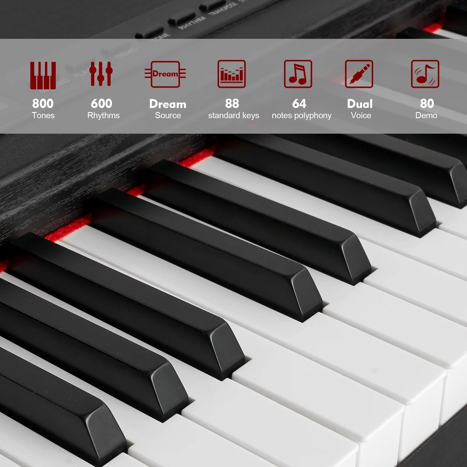 MUSTAR 88-Key Digital Piano Weighted Keyboard Hammer Action w/Stand, Bluetooth,Pedal,Bag,MDF,Black