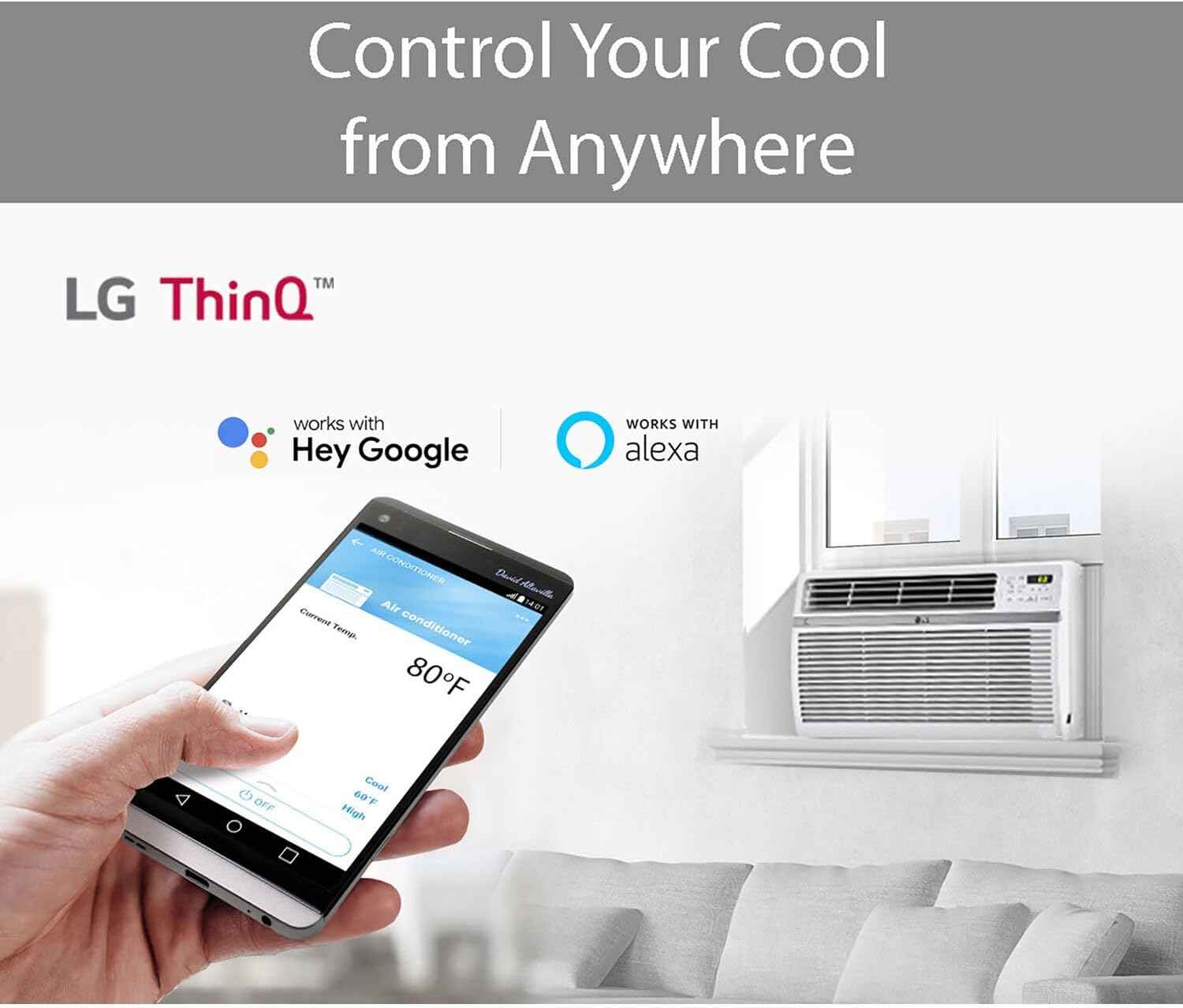 LG 24,500 BTU Smart Window Air Conditioner, 230/208V, Cools Room up to 1560 Sq. Ft. for Bedrooms, Living Room, Apartments, with Remote, 3 Fan Speeds