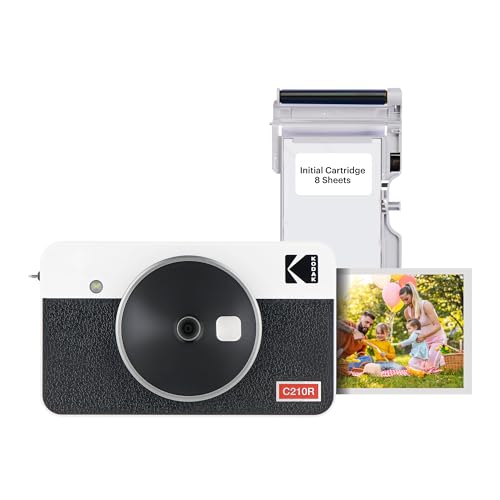 KODAK Mini Shot 3 Retro 4PASS 2-in-1 Instant Digital Camera and Photo Printer (3x3 inches) + 60 Sheets Cartridge Bundle, White