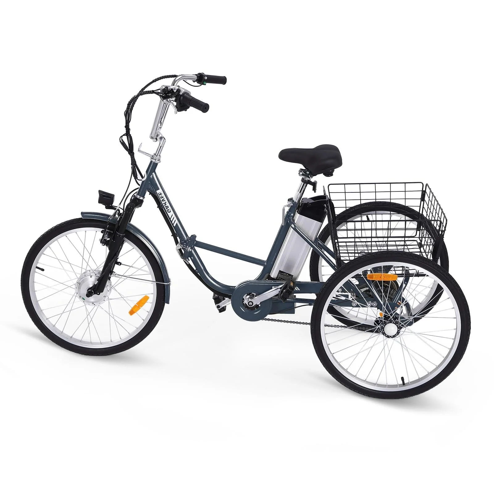 WhizMax 24 Electric Trike for Adult, 250W 36V 7 Speeds Folding Electric Tricycle 3-Wheel E-Bike with Large Basket, up to 15.5 MPH