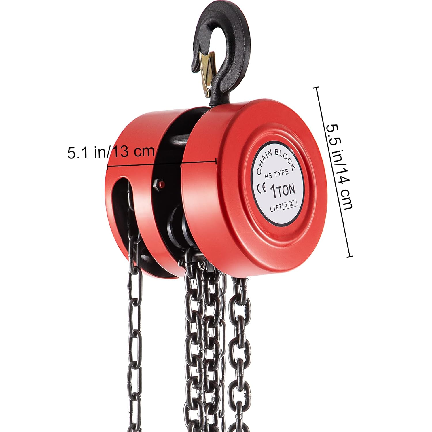 VEVOR Hand Chain Hoist, 2200 lbs /1 Ton Capacity Chain Block, 8ft/2.5m Lift Manual Hand Chain Block