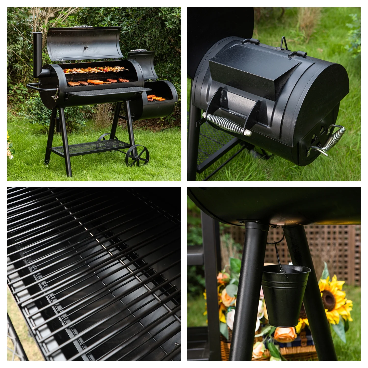 Summit Living 28 Charcoal Grill with Offset Smoker Black