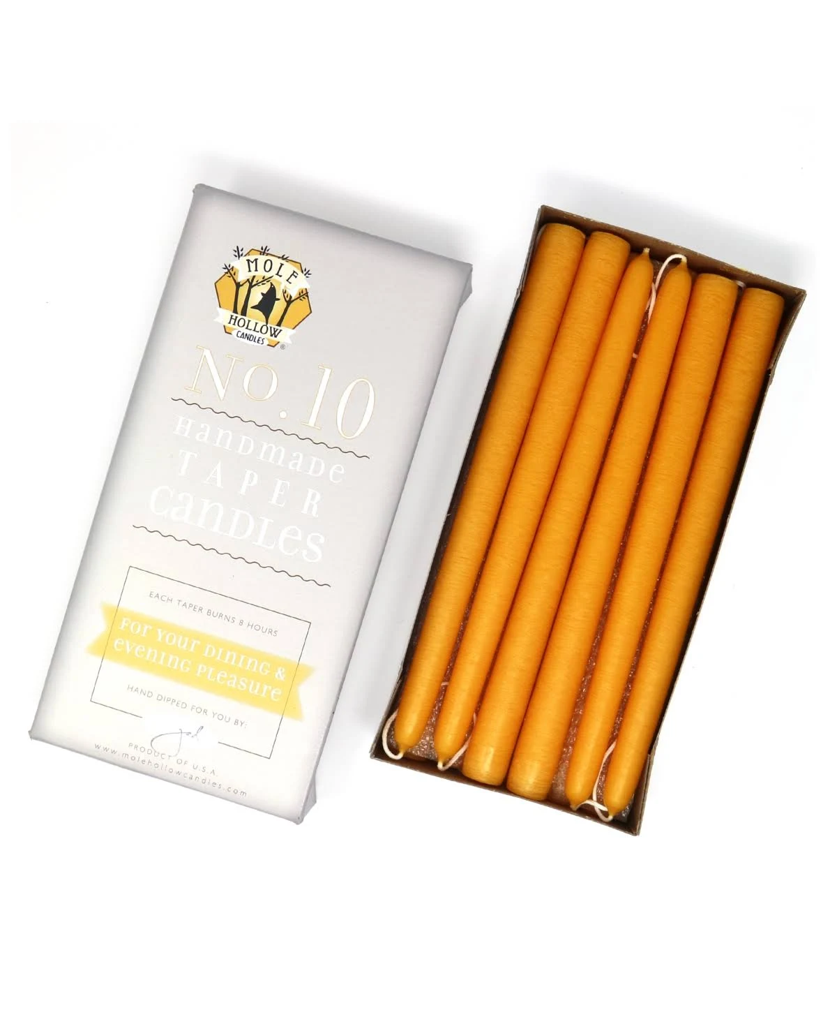 Mole Hollow Candles 10x22 Taper Candles - Set of 12 - Paprika
