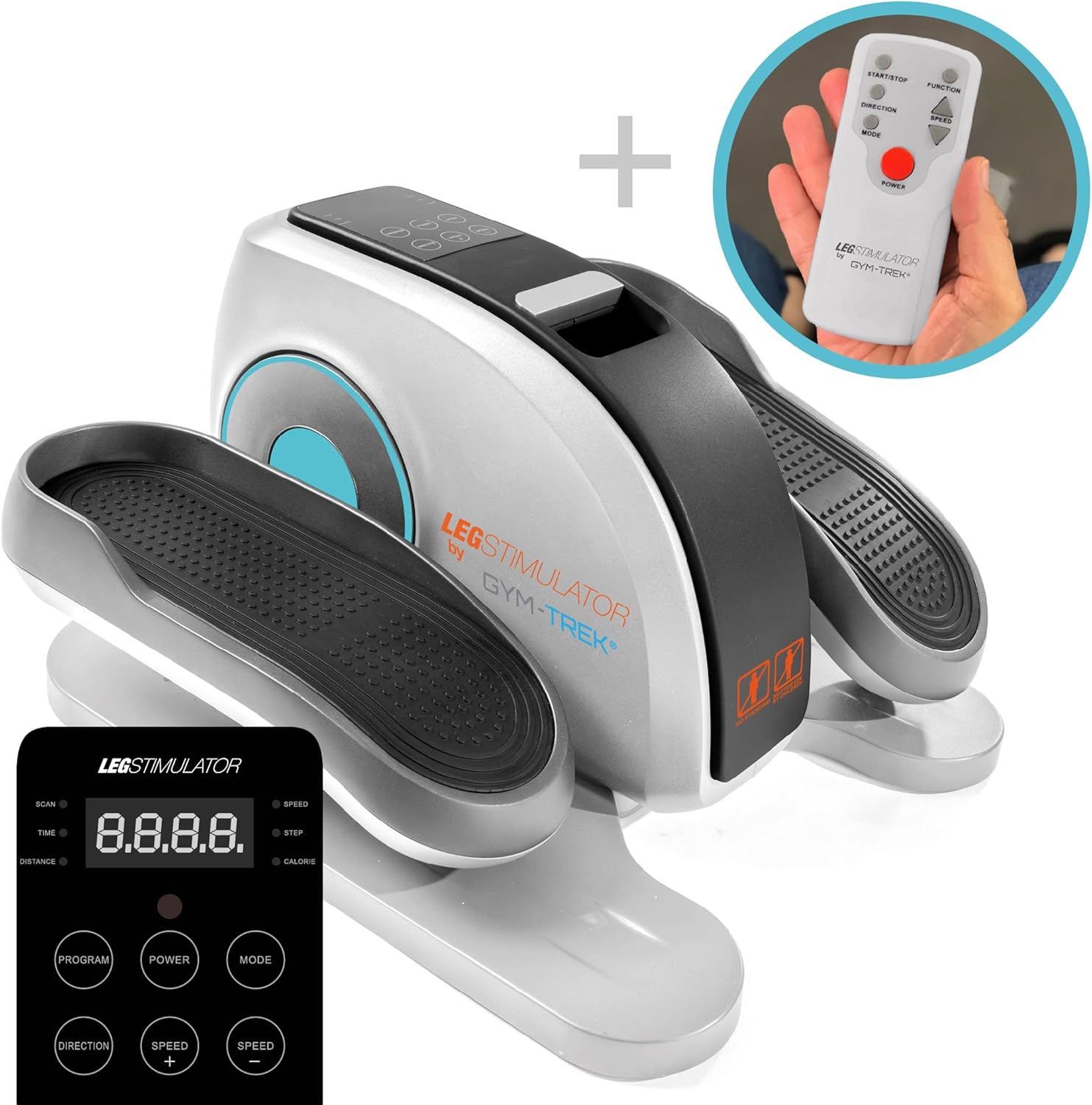 LegStimulator Seated Under Desk Elliptical Electric Machine w Remote Control Portable Trainer Pedal Exerciser LCD Monitor Compact Trainer for Home &