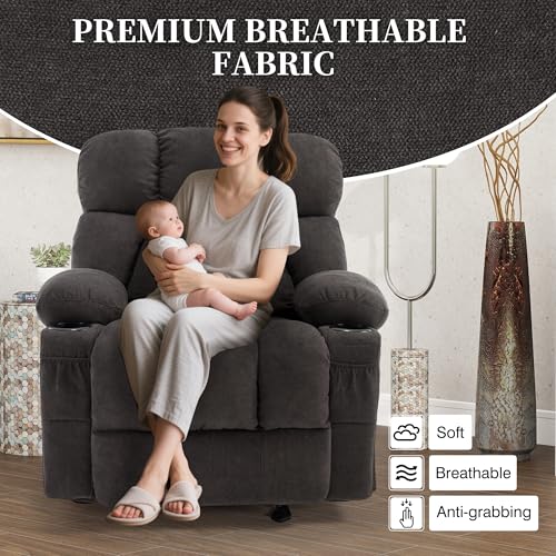 Recliner Chair with Massage and Heat, Rocker Recliner Chairs for Adults, Overstuffed Nursery Rocking Chairs for Living Room