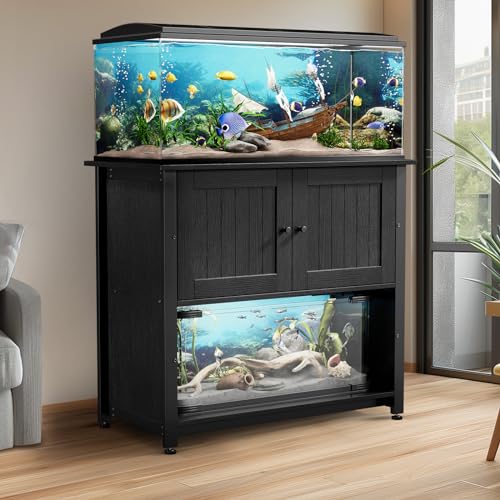 40-50 Gallon Fish Tank Stand with Cabinet, Metal Aquarium Stand for Accessories Storage, Reptile Tank Turtle Terrariums Table Bearable 1000LBS