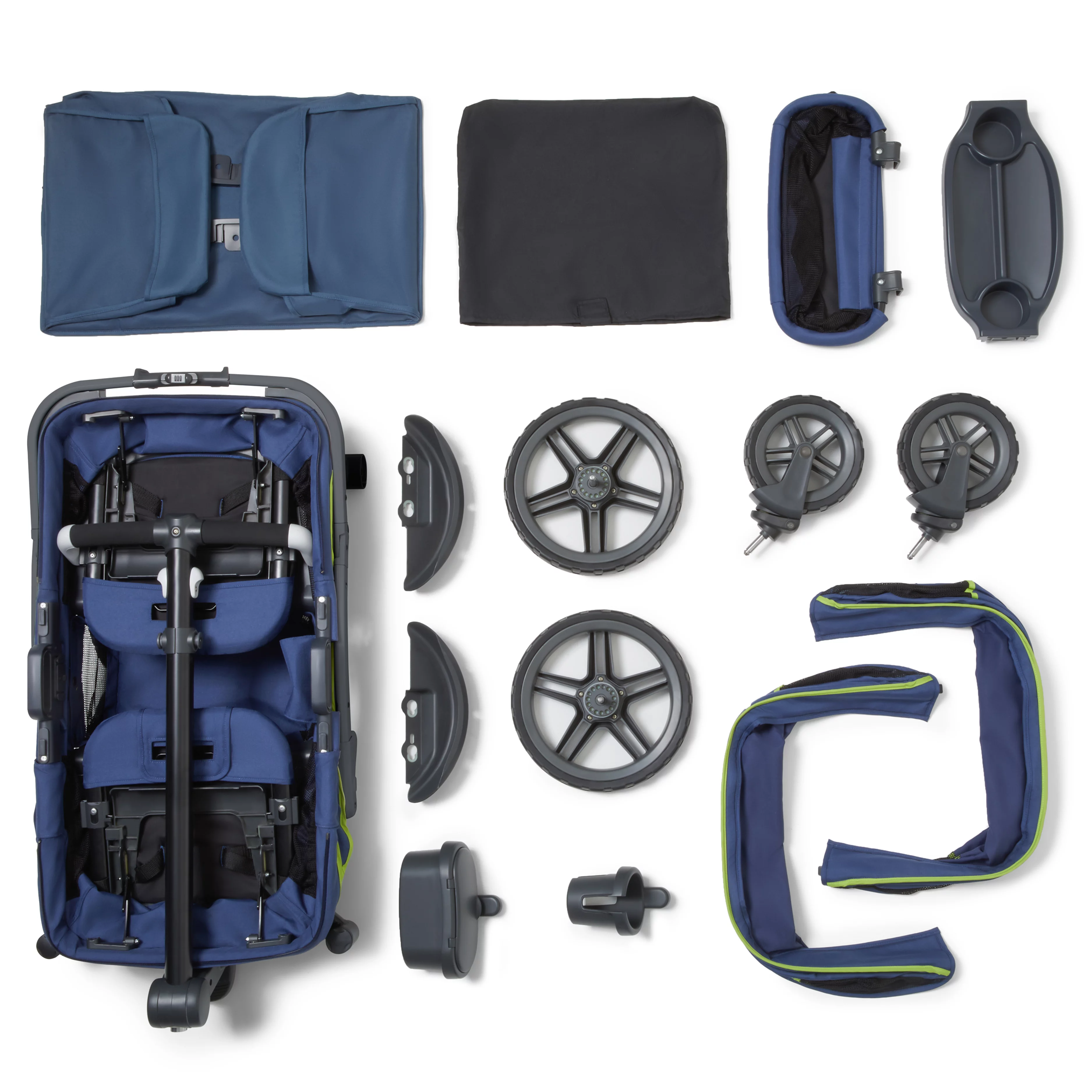 Gladly Family Anthem2 All-Terrain 2-Seater Wagon Stroller, Rugged Wheels, Removable Canopy, Foldable, Neon Indigo