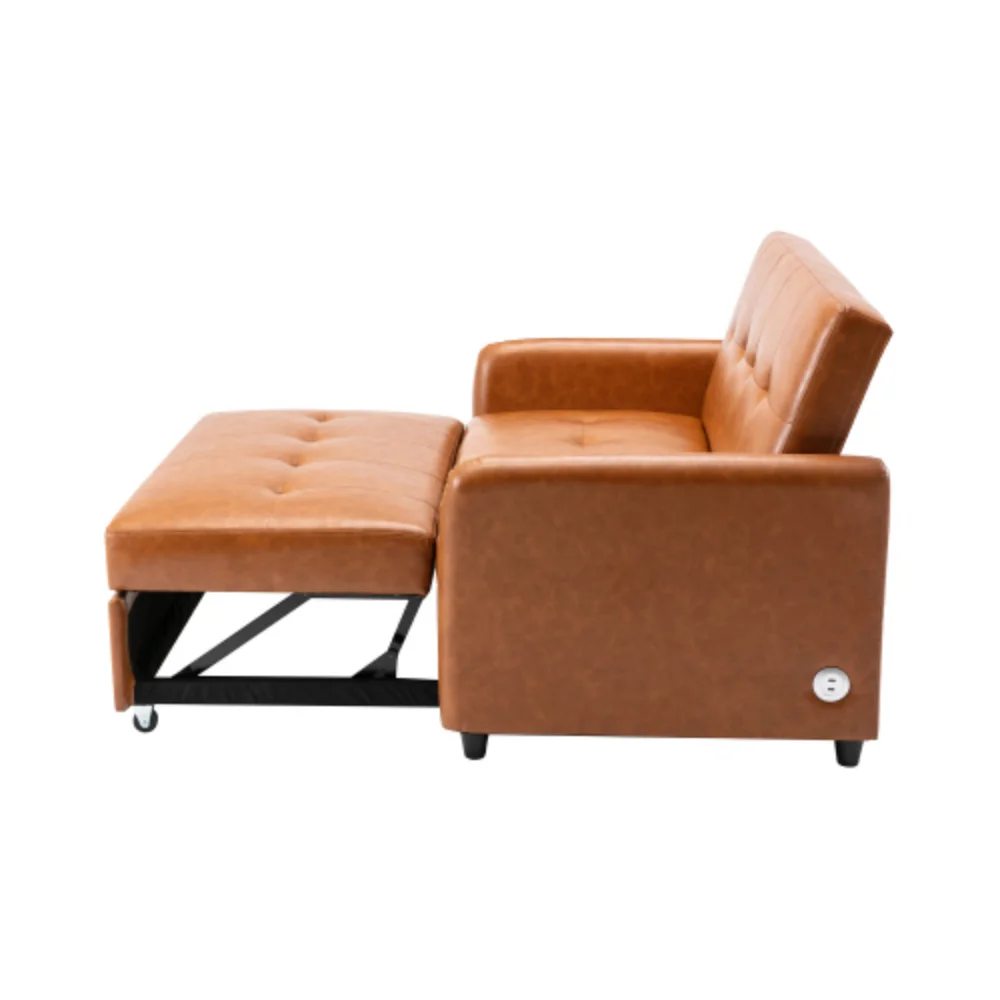 51" Convertible Sleeper Bed, Adjustable Oversized Armchair with Dual USB Ports for Small Space