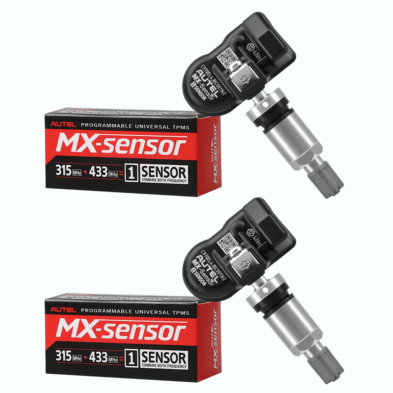 Autel TPMS Sensor MX-Sensor TPS218 315MHz+433MHz 2 in 1 Dual Frequency Replaced OEM Tire Pressure Sensor Universal Programmable Screw-in Sensor Sets