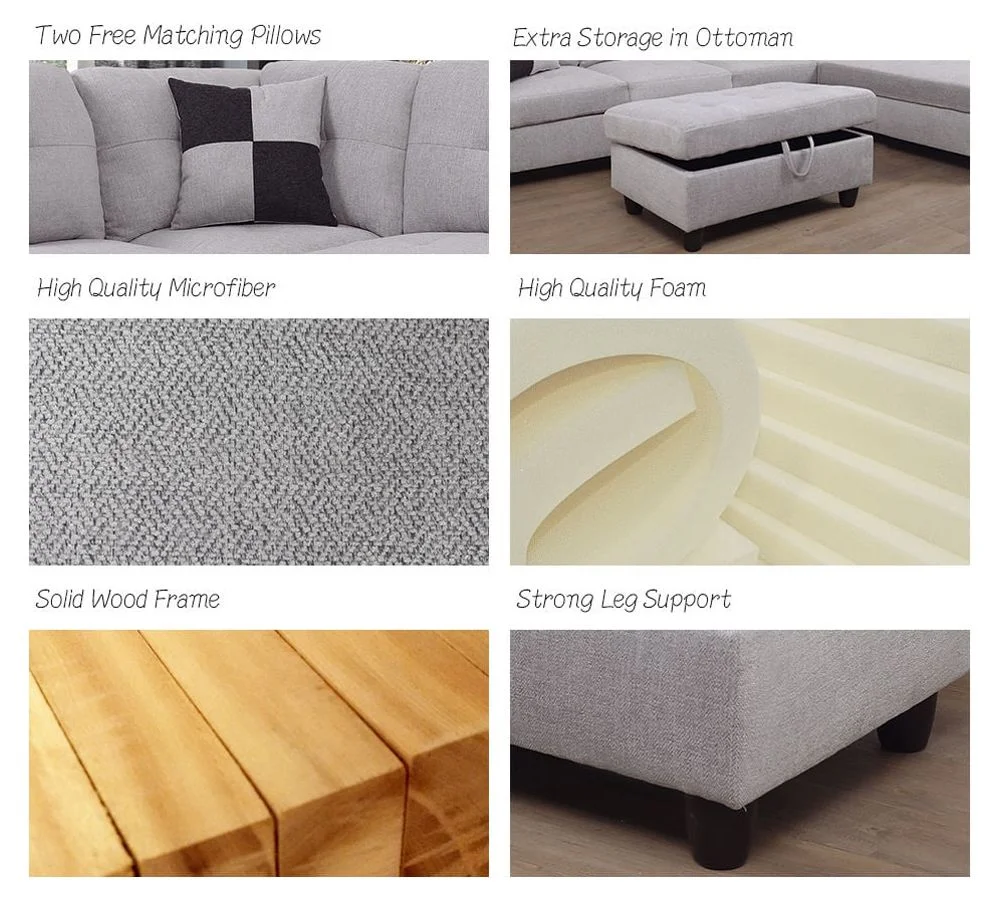 PonLiving Furniture_NEW STYLE_ Dark Gray Linen Sofa Set with Nailhead Trim PonLiving Furniture_NEW STYLE_ Dark Gray Linen Sofa Set with Nailhead Trim