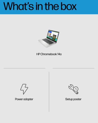 HP Chromebook 14 Laptop, Intel Celeron N4120, 4 GB RAM, 64 GB eMMC, 14" HD Display, Chrome OS, Thin Design, 4K Graphics, Long Battery Life