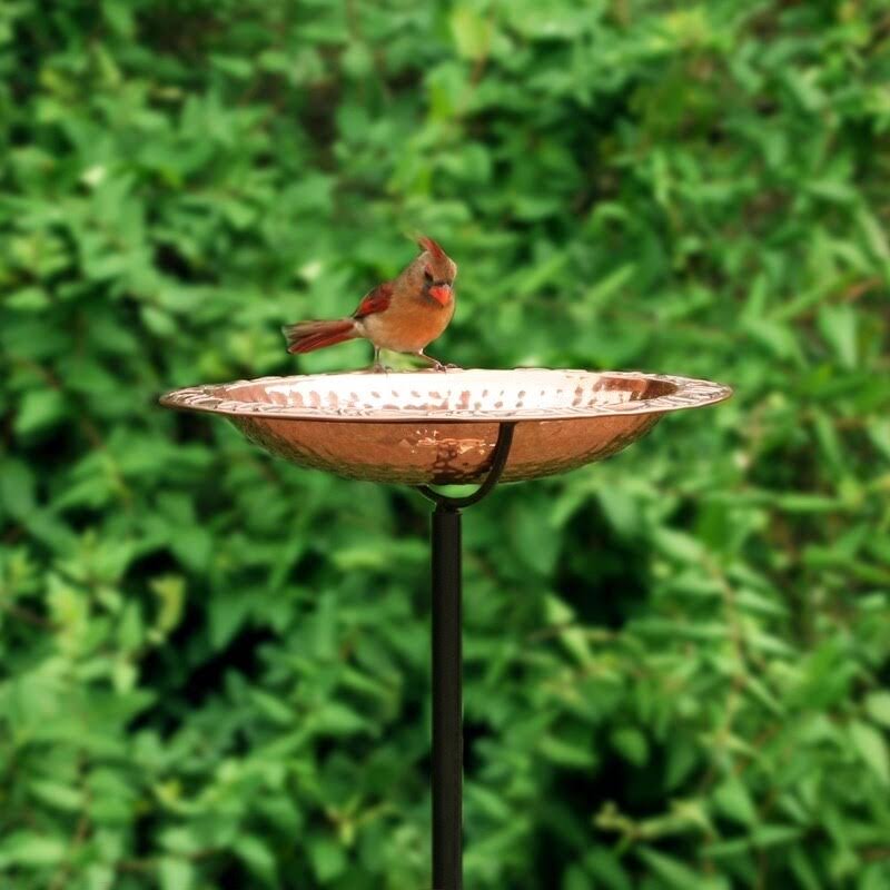 Good Directions Pure Copper Bird Bath on Garden Pole