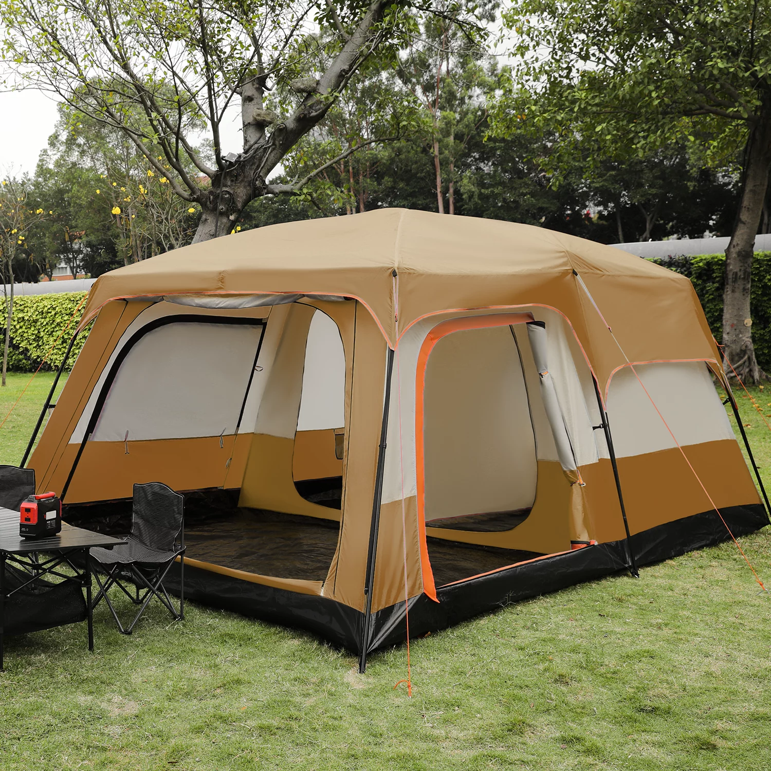 Magshion Extra Large Tent for 5-8 Person, Family Cabin Tent with 2 Rooms and 3 Doors, Waterproof Double Layer Big Tent for Outdoor, Picnic, Camping