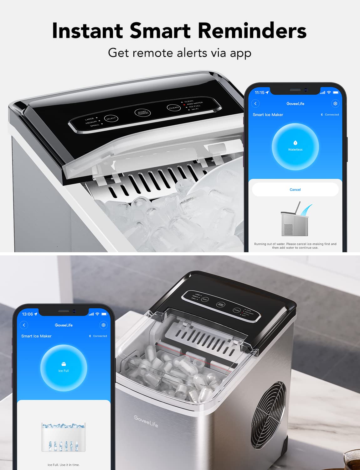 GoveeLife Smart Ice Makers, Portable Countertop Ice Maker Machine with Self-Cleaning, 6 Mins 9 Bullet Ice, 26lbs/24Hrs