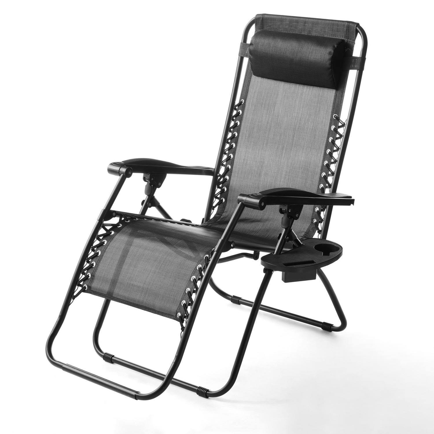 Mainstays Set of 2 Outdoor Zero Gravity Bungee Lounge Chair, Black 2 - Megean