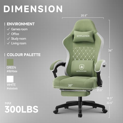 GTPLAYER Office Chair, Gaming Computer Desk Fabric Chair with Footrest