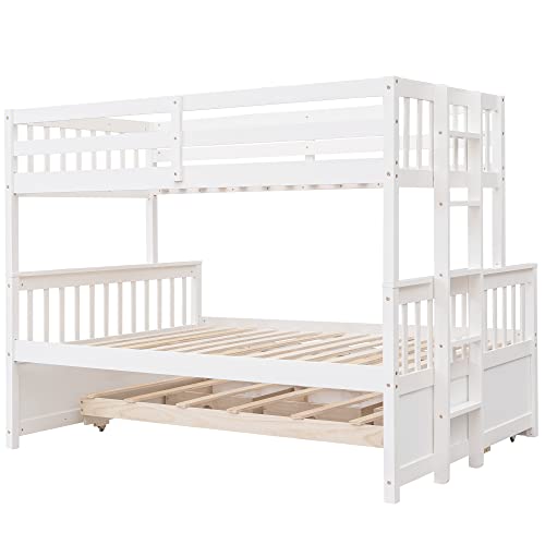 Harper & Bright Designs Twin Over Twin Bunk Bed with Storage Drawers, Solid Wood Bunk Bed Frame with Trundle, for Kids, Teens, Adults (Espresso)
