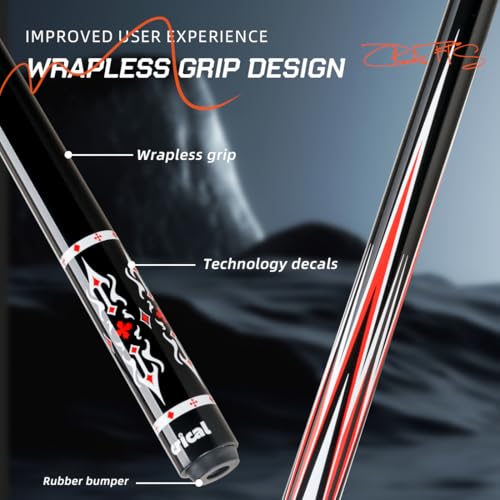 CRICAL Carbon Fiber Pool Cue Stick 58" Billiard Cue Sticks Professional Low Deflection Pool Sticks with 3/8 * 8 Pin Joint and 12.5mm Tip