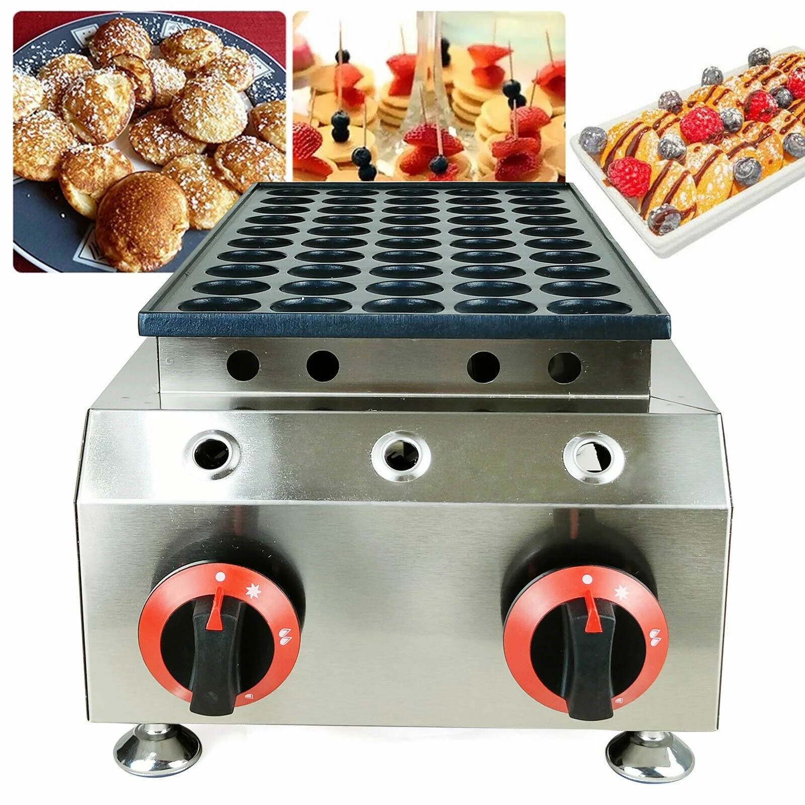 LPG Gas Poffertjes Maker 50 Holes Mini Dutch Pancakes Maker Machine Non-stick Waffle Maker