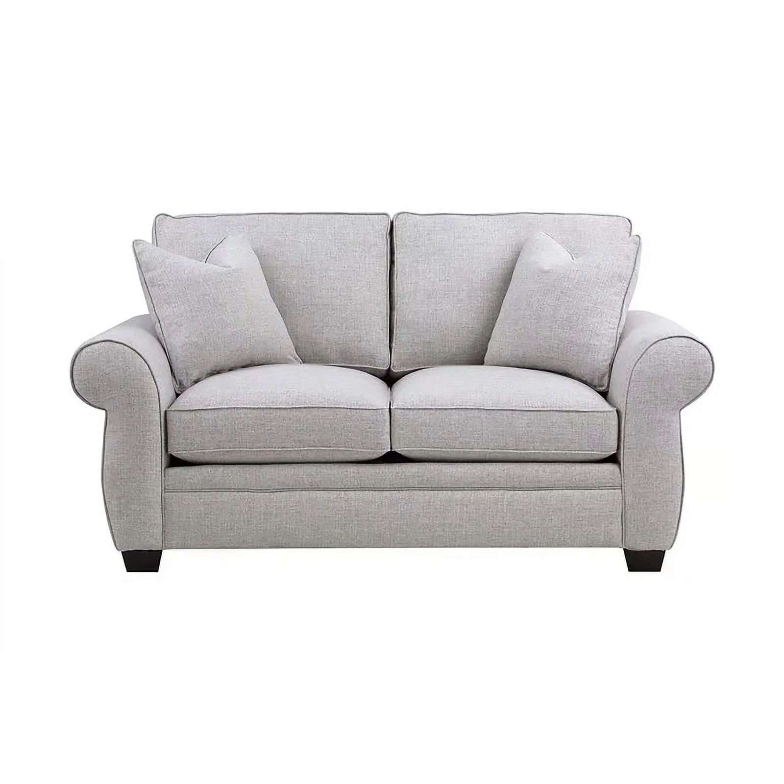Pemberly Row Transitional Fabric Loveseat with Rolled Arms in Cream