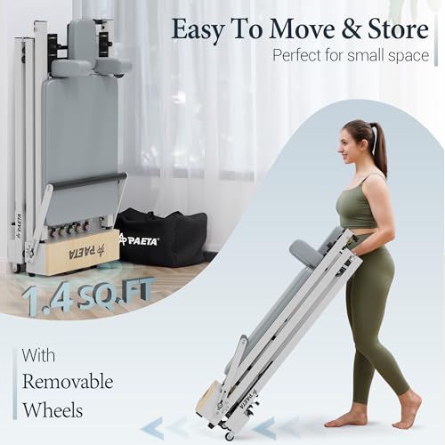 PAETA Pilates Reformer, 91" Foldable Reformer Pilates Machine with Adjustable Reformer Heights